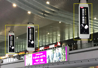 寧波站候車廳三角品牌柱燈箱廣告 寧波站候車廳三角品牌柱燈箱廣告