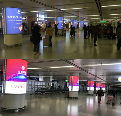 T1航站樓到達區域接機口包柱燈箱 T1航站樓到達區域接機口包柱燈箱