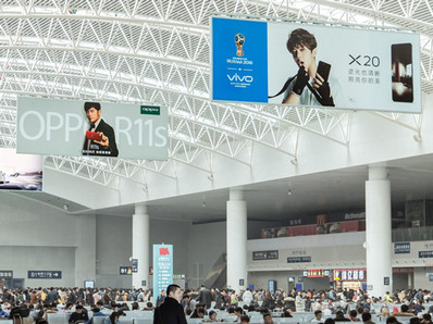 南昌站出發層候車大廳雙面吊桿燈箱廣告