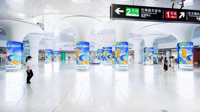 無錫地鐵三陽廣場換乘站包柱廣告優勢分析，無錫地鐵廣告價格收費