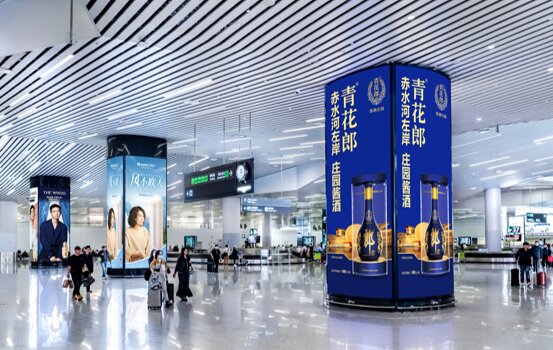 第一戶外傳媒-廣州白云機場-T2國內到達行李廳中央包柱燈箱