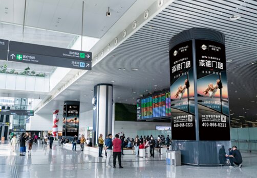 第一戶外傳媒-廣州白云機場-T2國內行李廳出口包柱燈箱