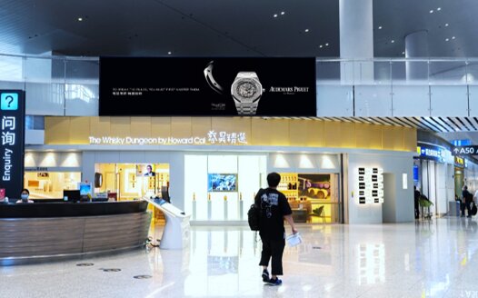 第一戶外傳媒-廣州白云機場-T2國際出發免稅區地標高空燈箱