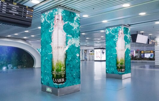 第一戶外傳媒-三亞鳳凰機場T1國內到達行李廳中央通道LED包柱 第一戶外傳媒-三亞鳳凰機場T1國內到達行李廳中央通道LED包柱